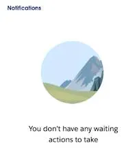 An example Notifications section with the message: You don’t have any waiting actions to take