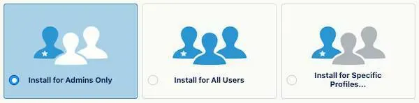 A view of the Install for Admins Only option selection in the installation