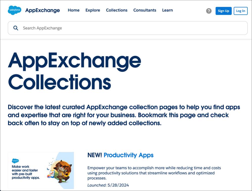AppExchange’s Collections page