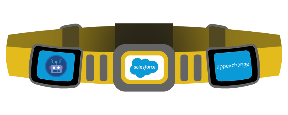 A representation of AppExchange as a superhero's utility belt
