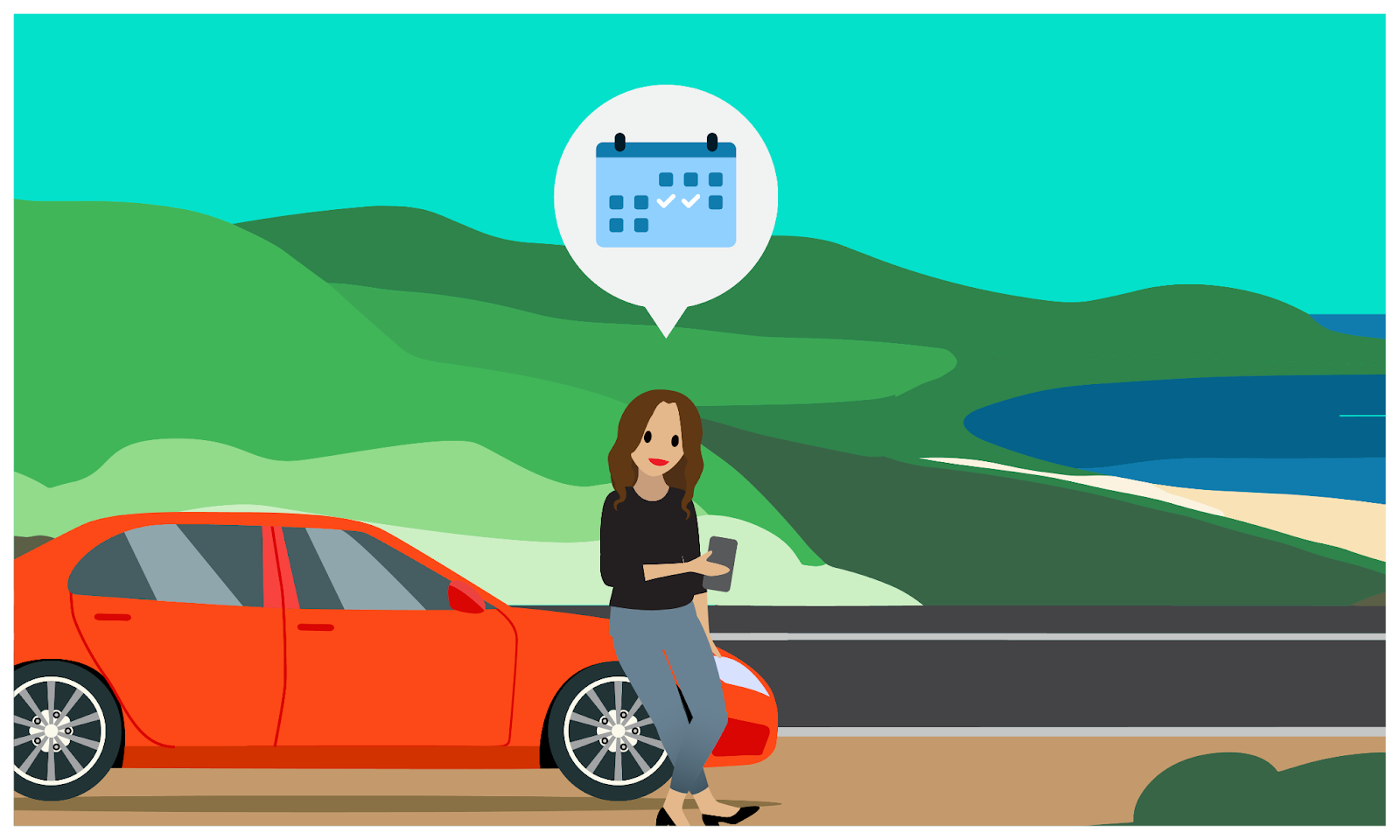 A car owner scheduling an appointment on their phone.