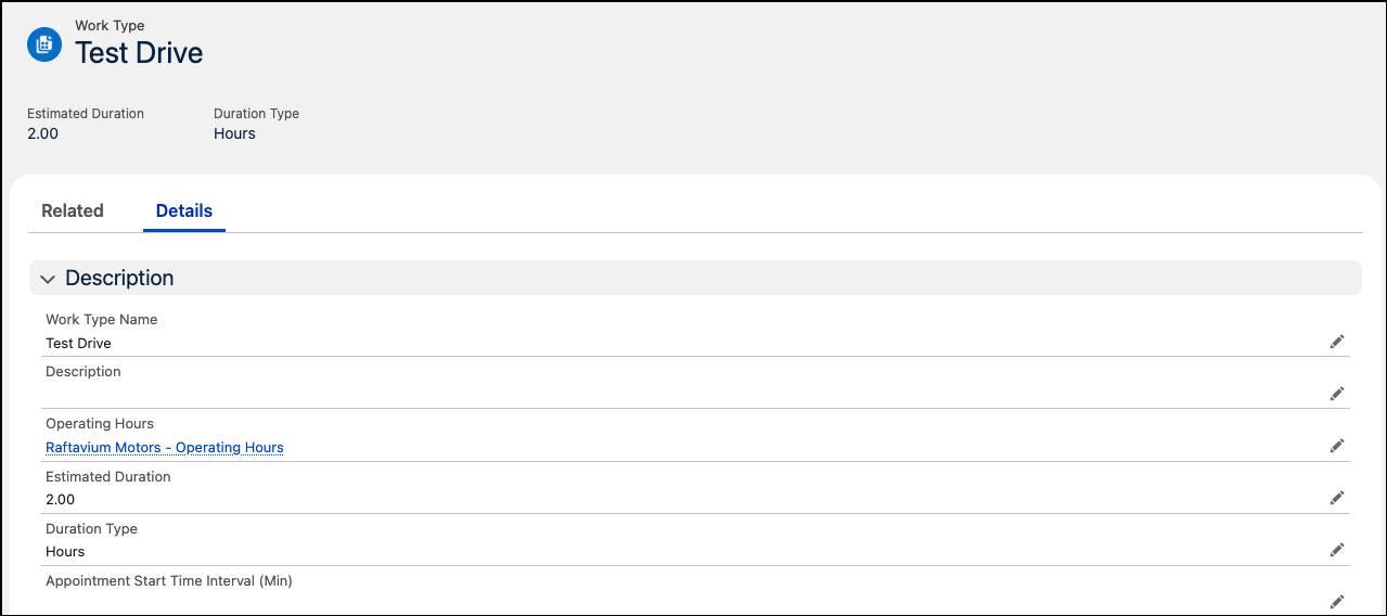 Work type for a Work Type Group.