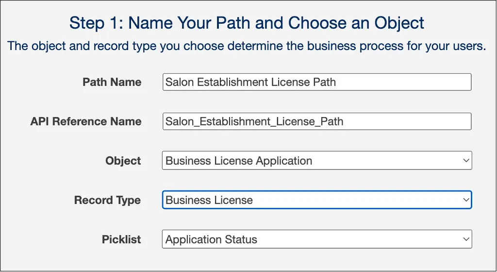 Screen capture showing basic information about the path