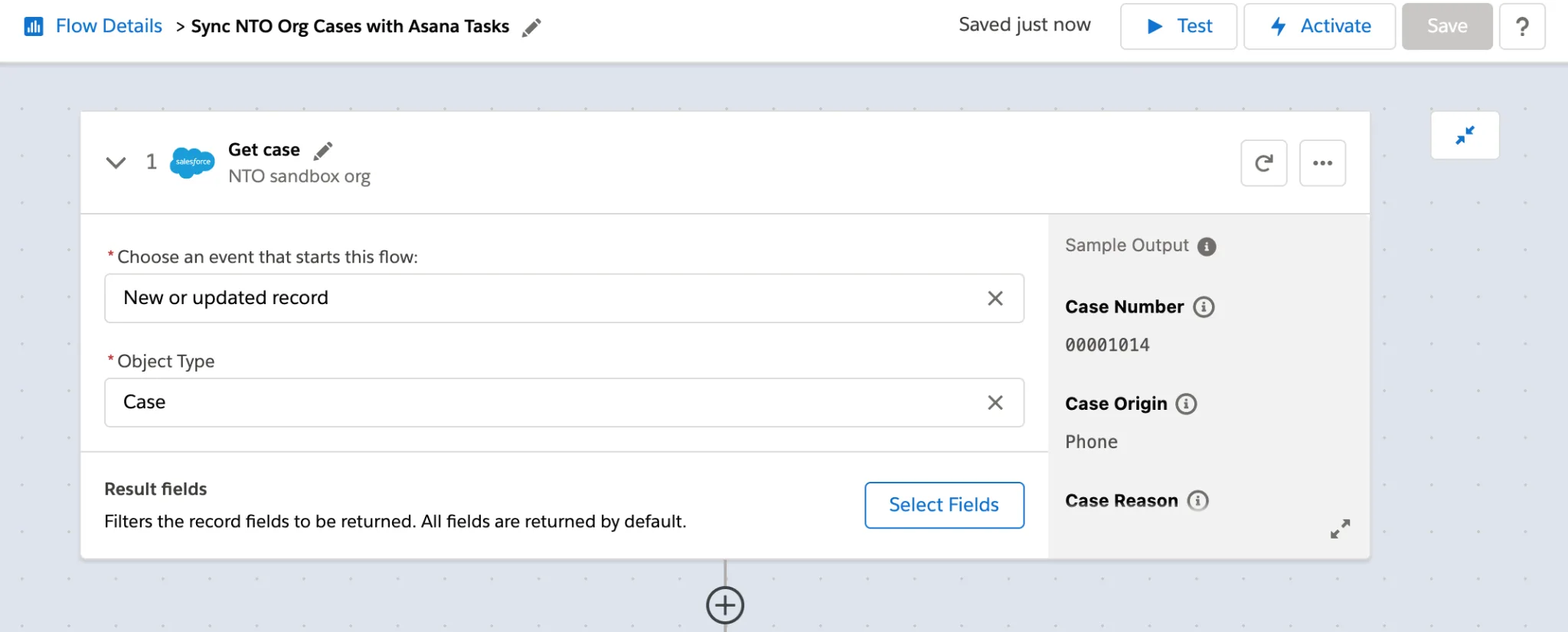 Step 1 of flow showing new or updated NTO case as the trigger.