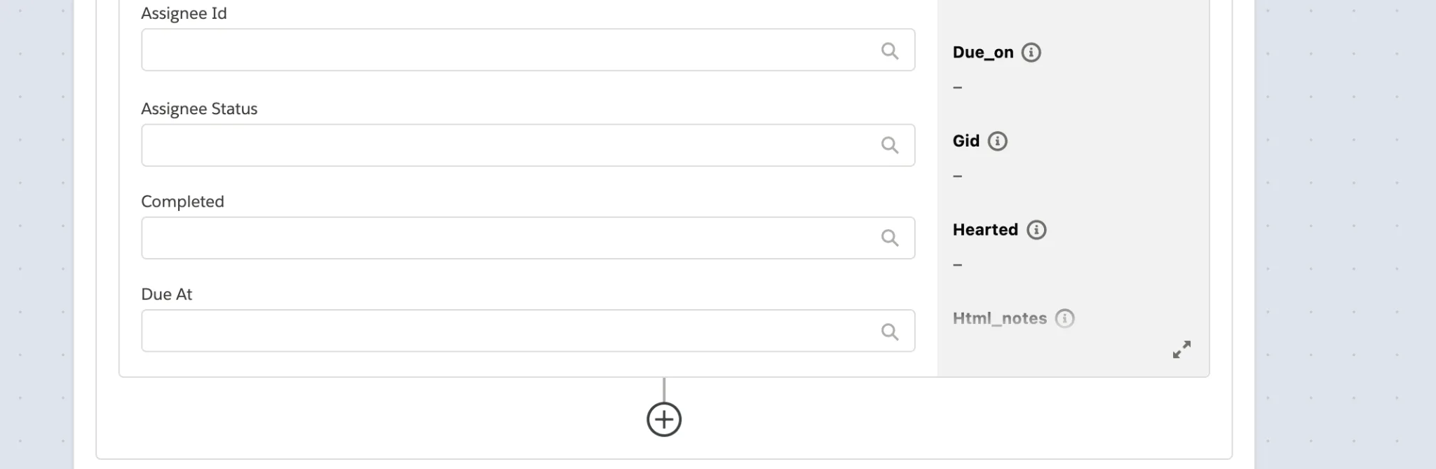 Rest of step 2 of flow within first If branch showing fields such as Assignee Id and Assignee Status created in Asana.