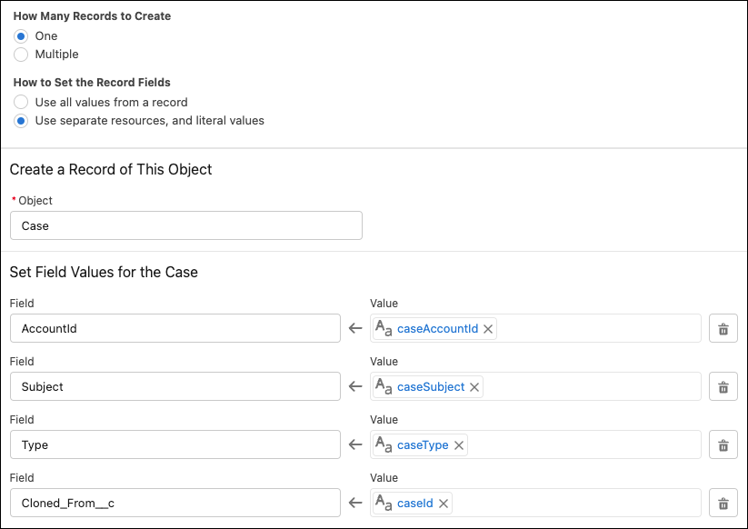 The New Create Record window corresponding to the preceding instructions.