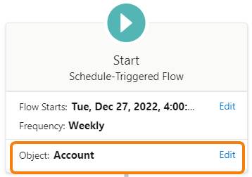 assignment workflow in salesforce The Start element with object set to account