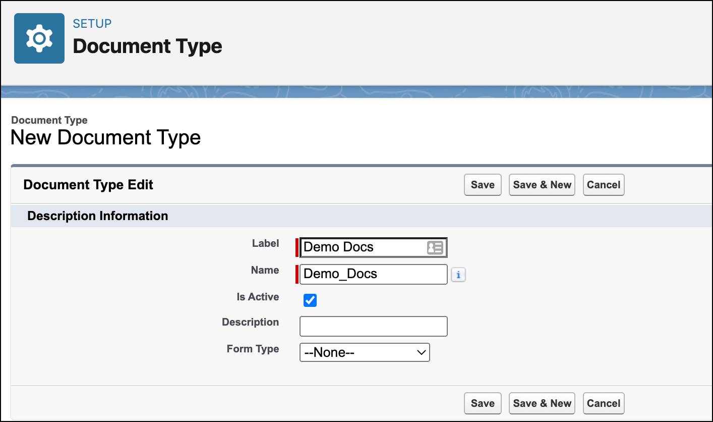 The New Document Type window.