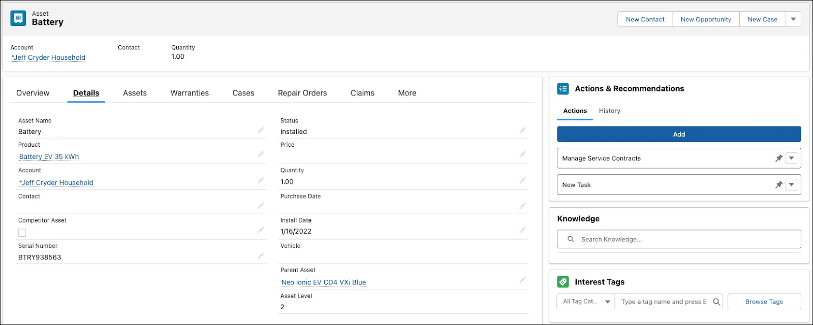 The Asset console in Automotive Cloud.