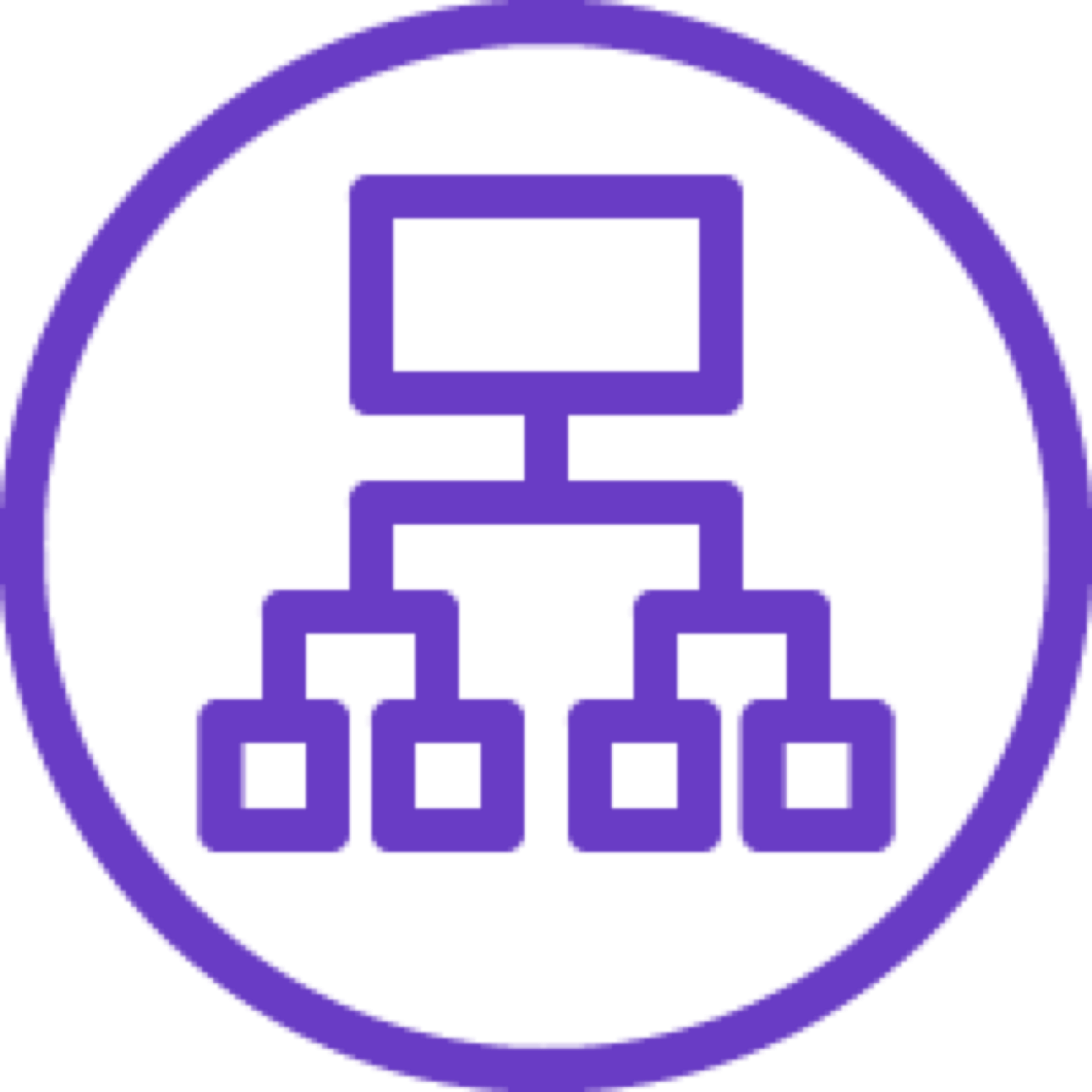 Application Load Balancer icon depicting a computer connected to four small squares