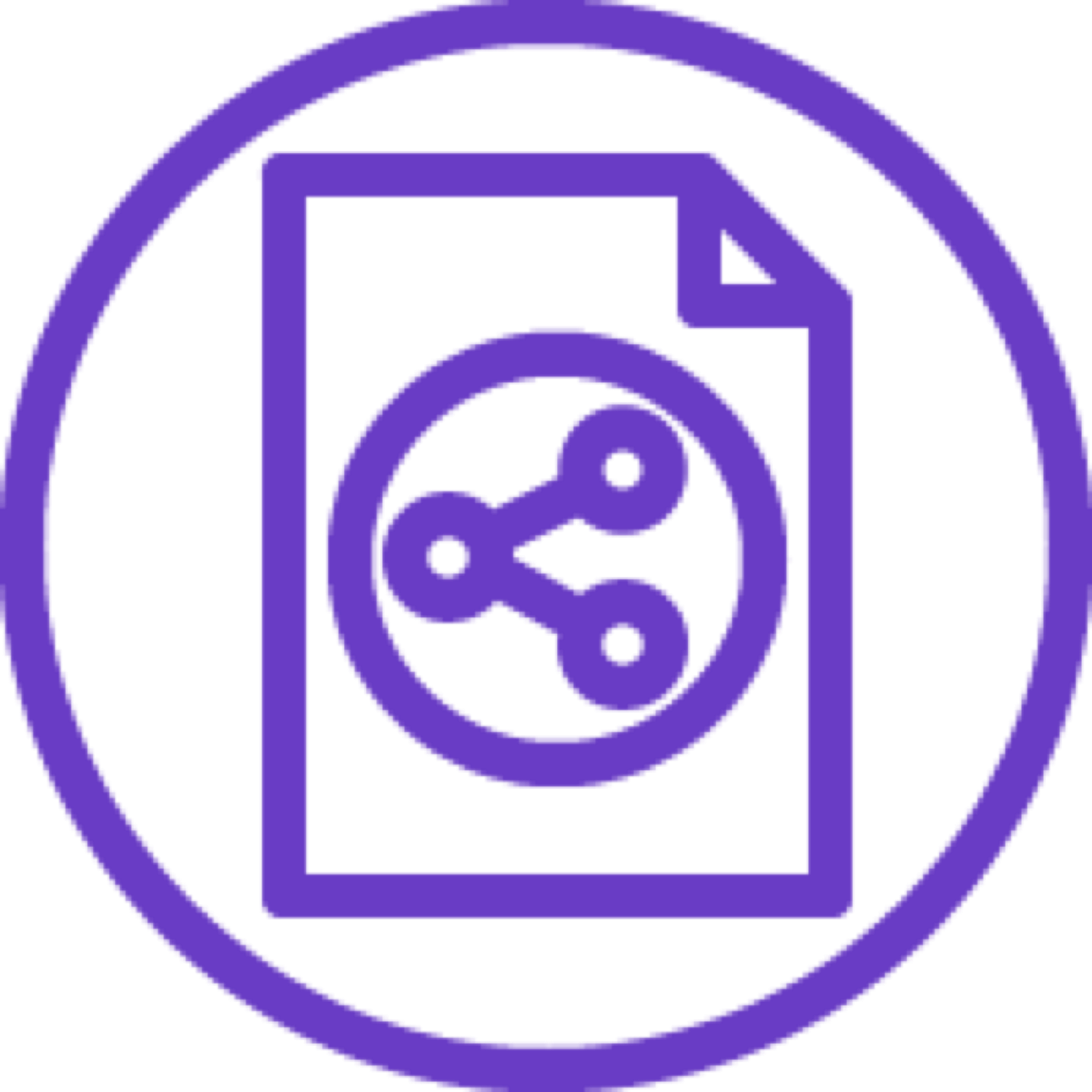 Classic Load Balancer icon depicting a document with three connected circles inside a larger circle