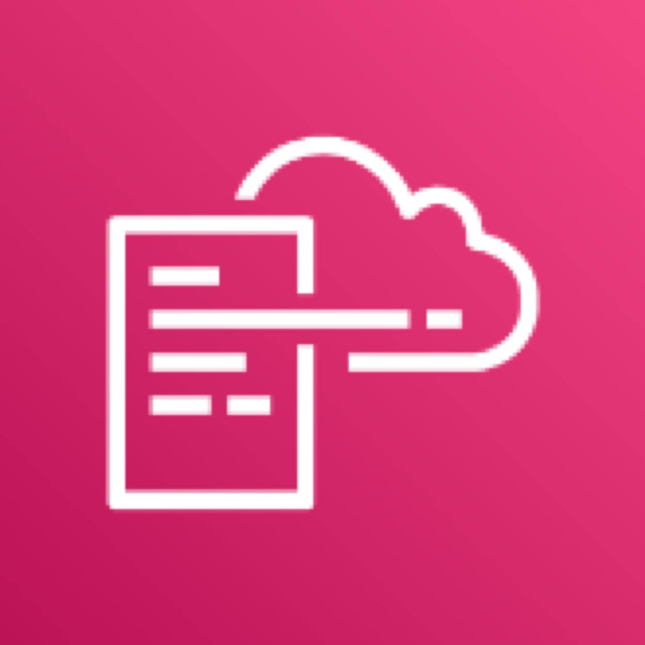 AWS CloudFormation depicting code merging into a cloud against a pink background