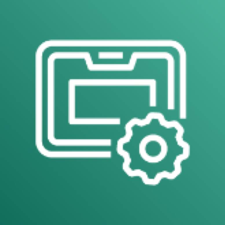 AWS Snowball Edge icon depicting a Snowball device with a gear against a cyan background