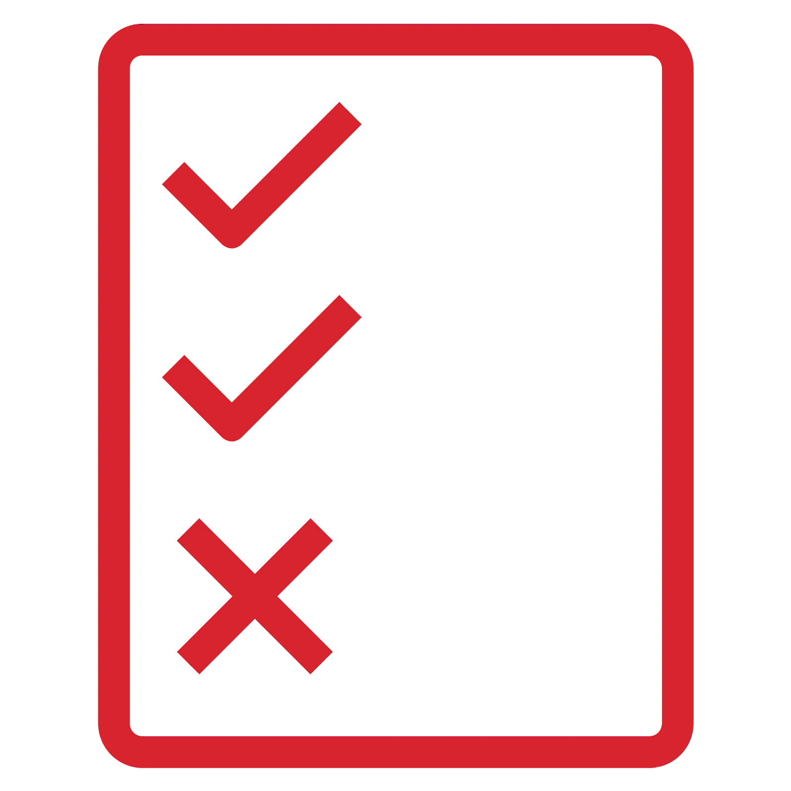 Policy icon depicting a rectangular sheet of paper, with a vertical column that includes two check marks and one X