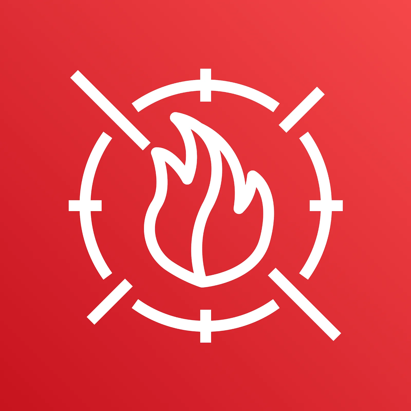 AWS WAF icon depicting a flame in the center of a circular target