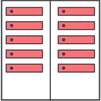 A cabinet of servers, to represent a traditional data center