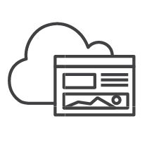 cloud behind a wireframe of a web application