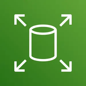 Icon for Amazon EBS, a data volume with arrows pointing outward depicting scale.