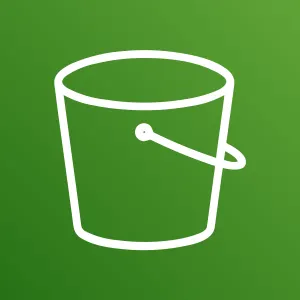 Service icon for Amazon S3 depicted by a bucket with a handle.