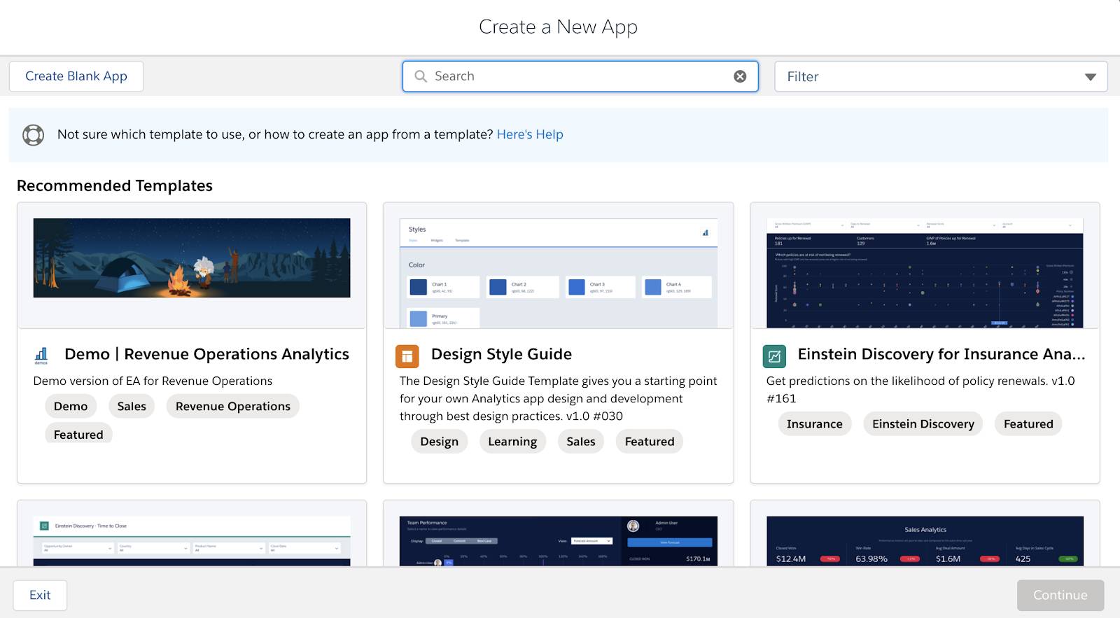 Tablero Crear una nueva aplicación.