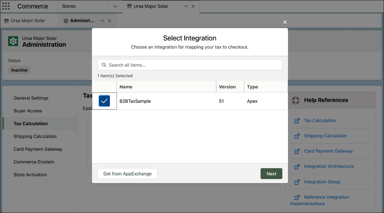 AppExchange からインテグレーションを選択。