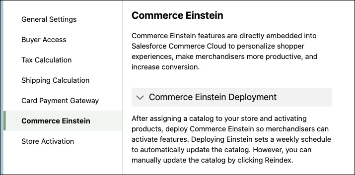 Deploy Commerce Einstein.