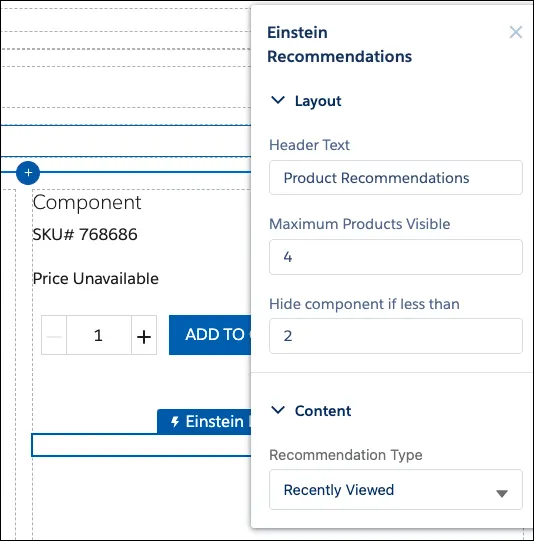 In Experience Builder, configure Einstein Recommendations.