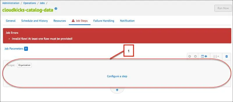 Job Steps tab with one workflow