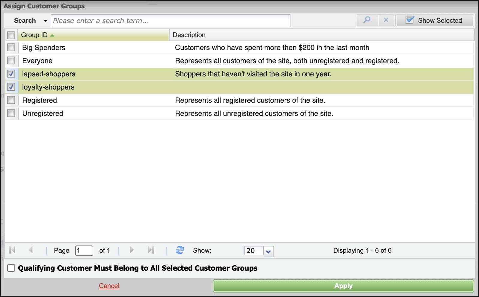 In Business Manager, assign the customer groups first-time-shoppers and loyalty-shoppers.