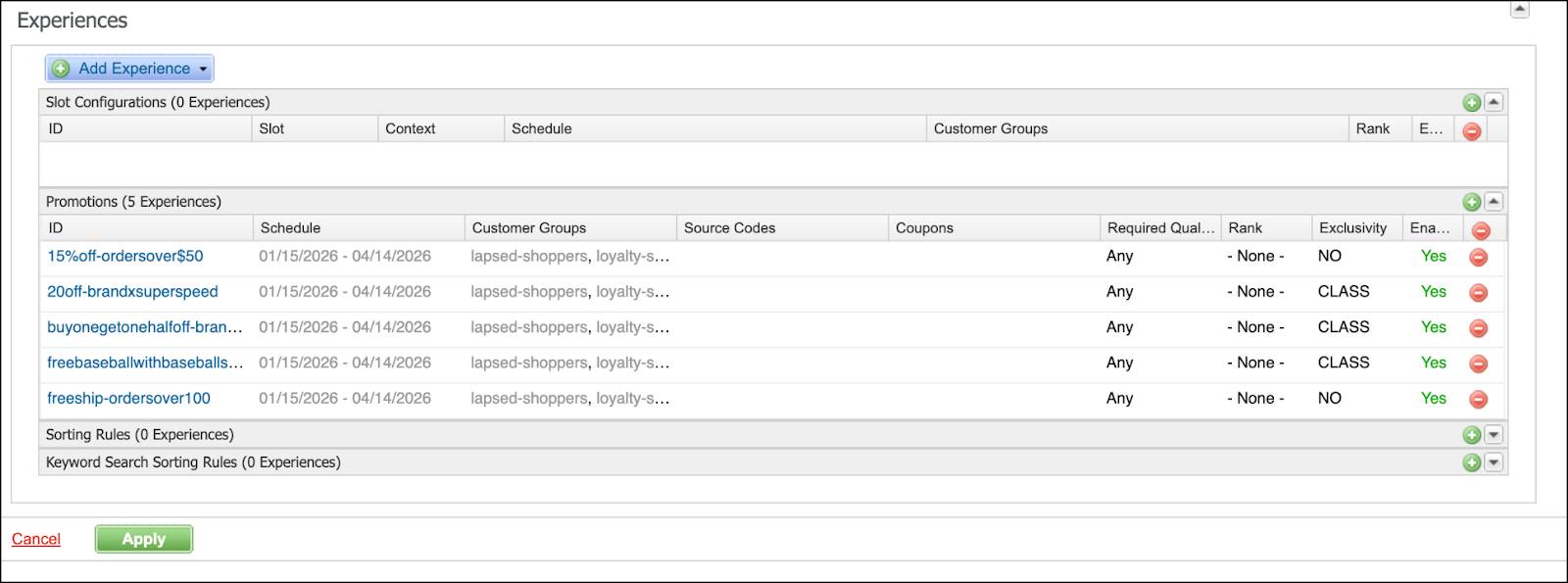 In Business Manager, a campaign with assigned qualifiers and promotions.