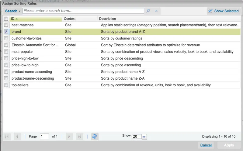 In Business Manager, configure a sorting rule experience.