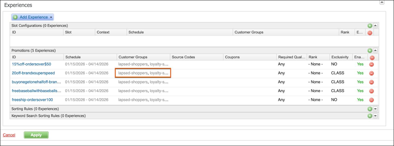 In Business Manager, deselect a qualifier from a campaign.