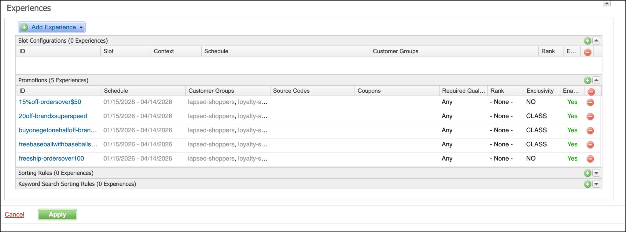 In Business Manager, a campaign with assigned qualifiers and promotions.