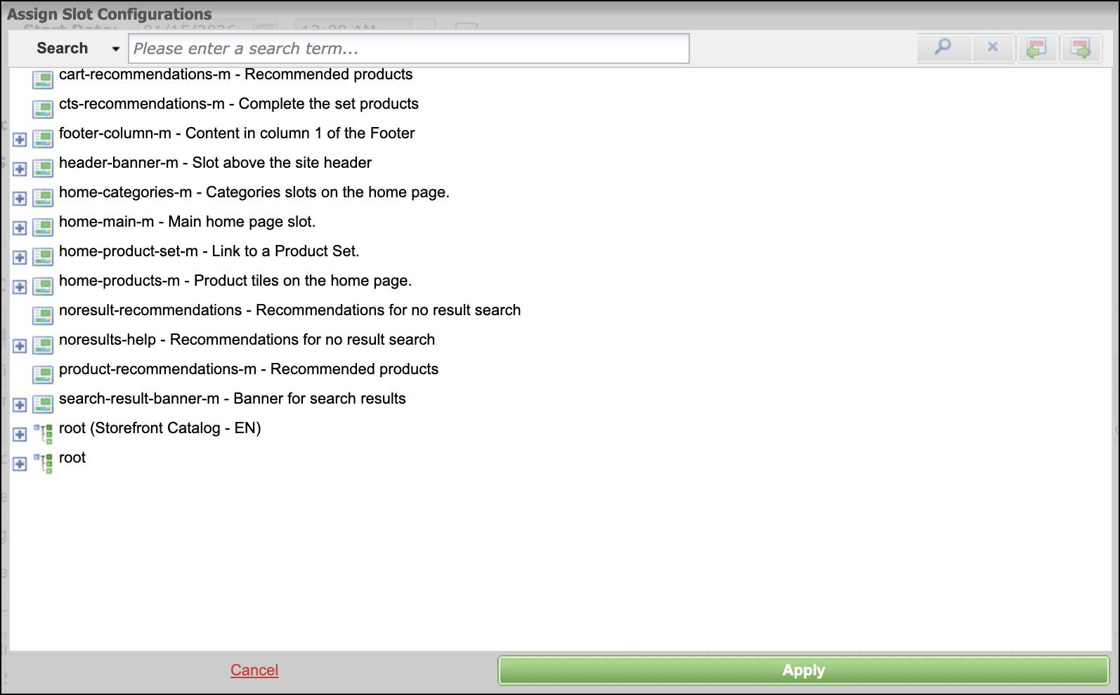 Business Manager でのスロット設定体験の設定。