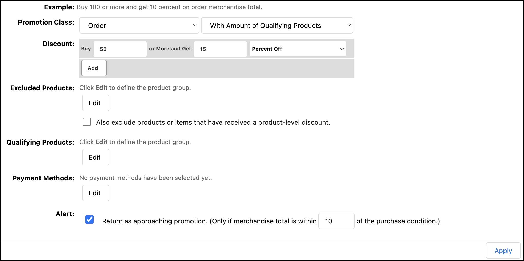 In Business Manager, create an order promotion.