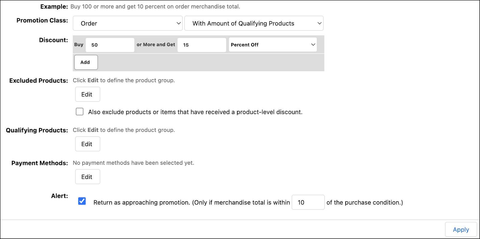 In Business Manager, create an order promotion.