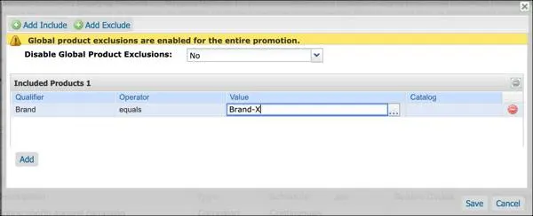 In Business Manager, select the brand and products to be included in the 20off-brandxsuperspeed promotion.