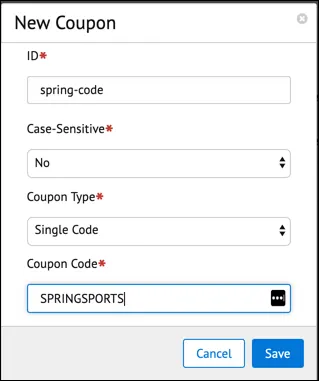 Business Manager New Coupon page.