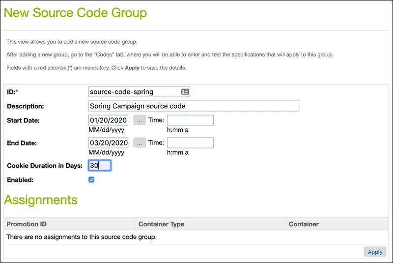 The Business Manager New Source Code Group page.