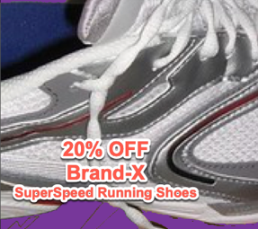 Brand-X SuperSpeed ランニングシューズの 20% 割引の広告。