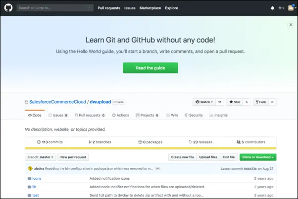 SFRA command line interface upload tool landing page in GitHub.