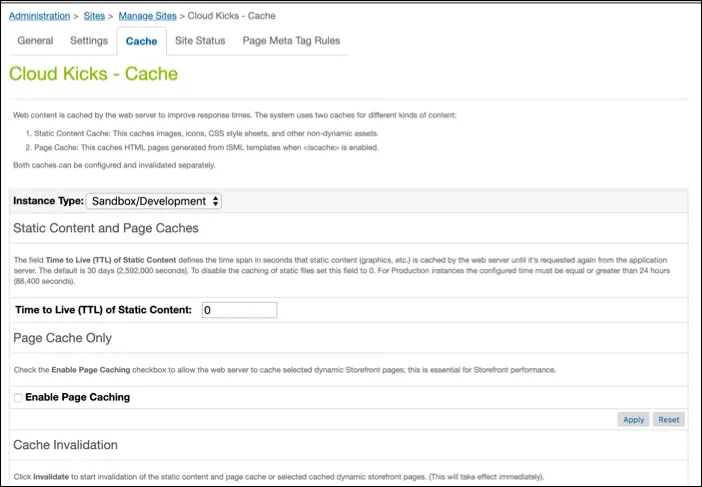 Disable cache in Business Manager.