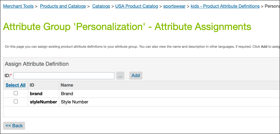 Create an attribute group in Business Manager.