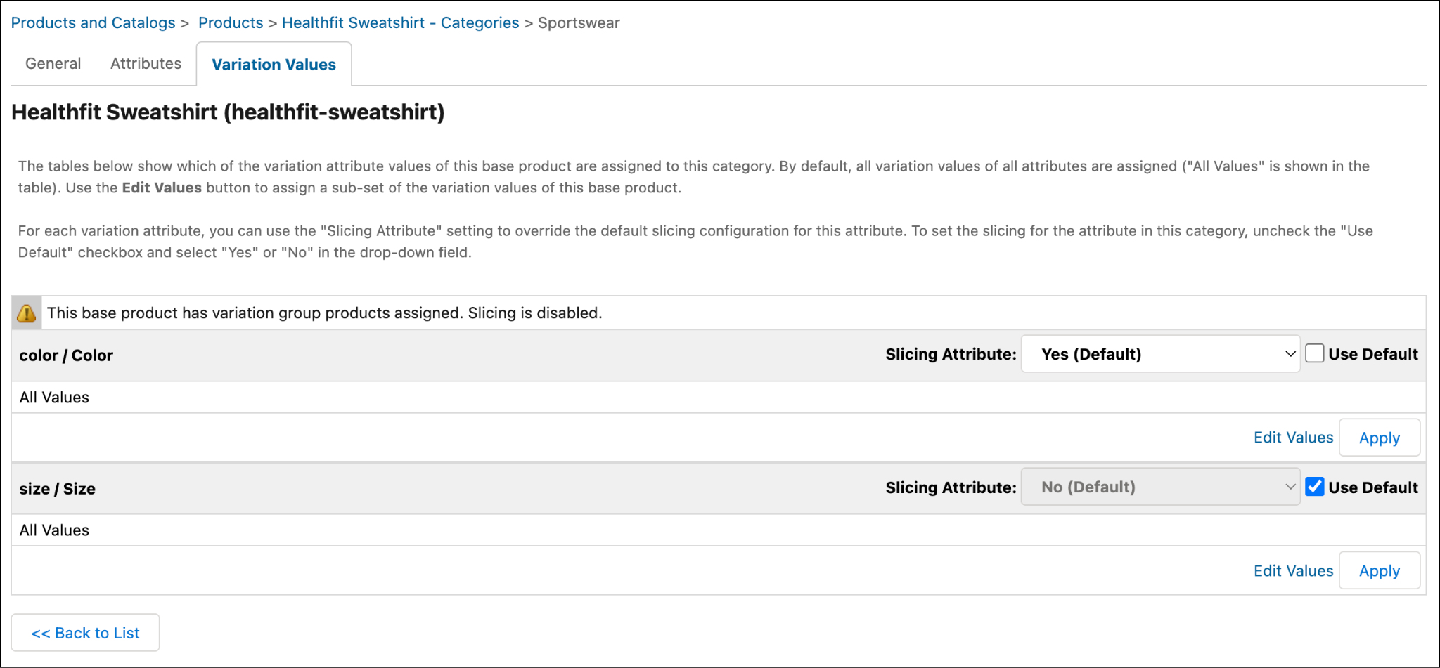 Configure slicing in Business Manager.