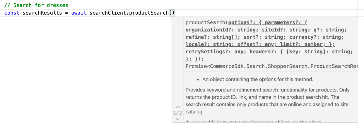 The open IDE showing the autocomplete feature for a method.
