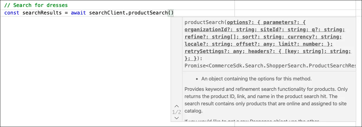 The open IDE showing the autocomplete feature for a method.