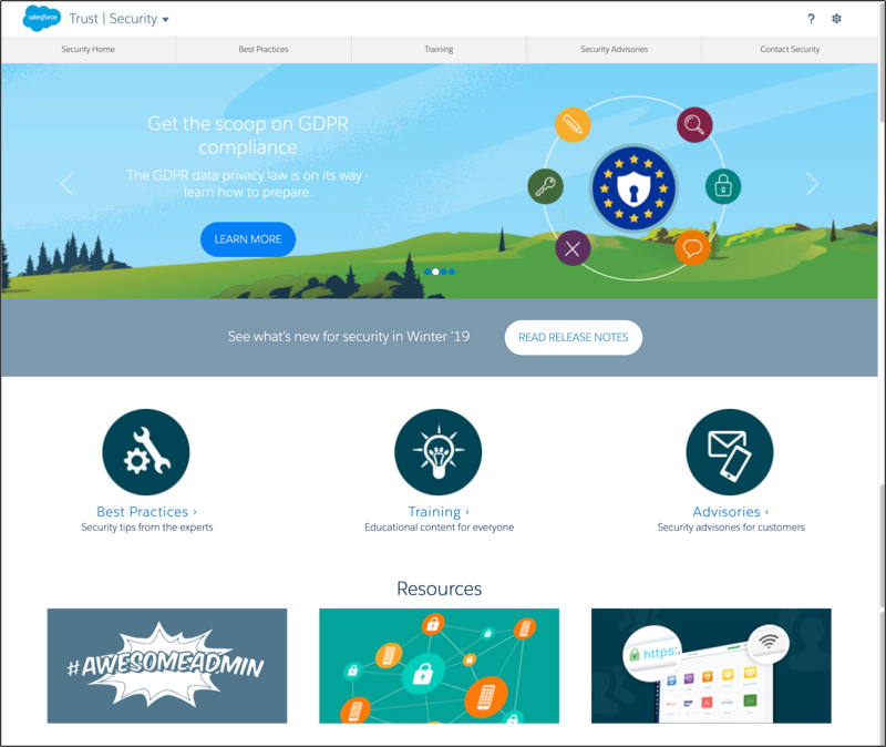 Salesforce Trust Security page