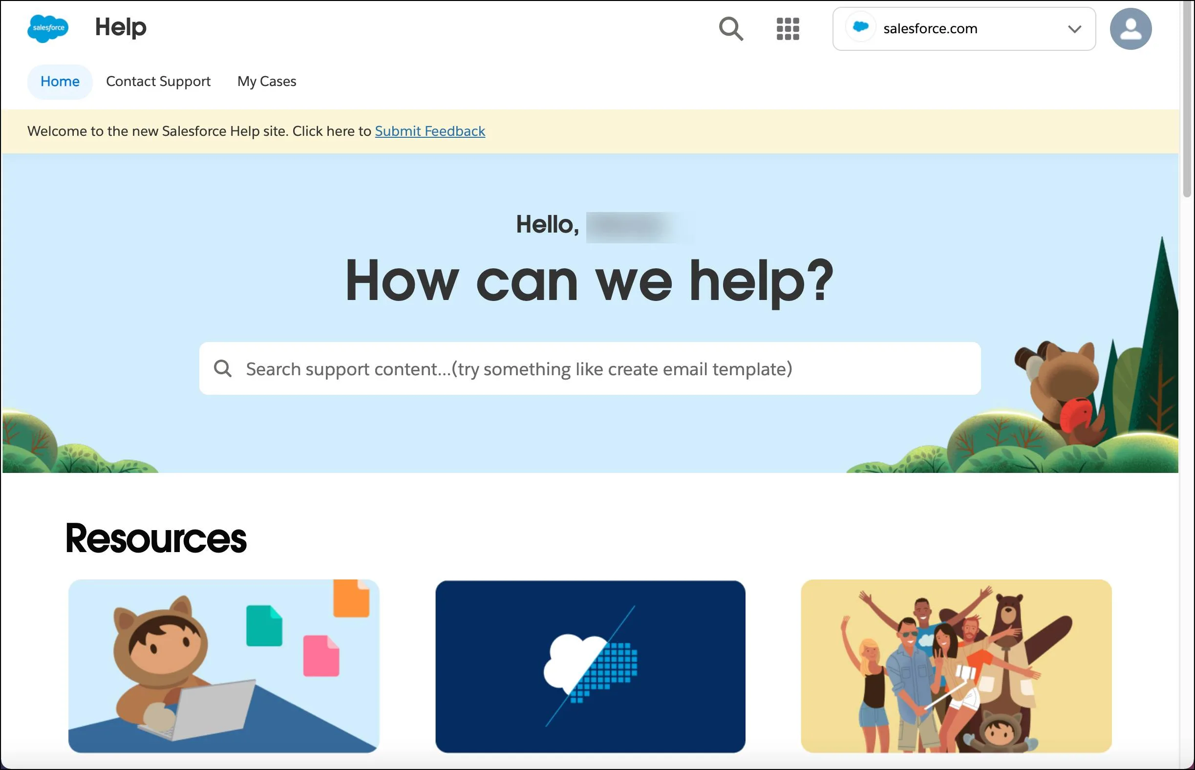 The Salesforce Help page