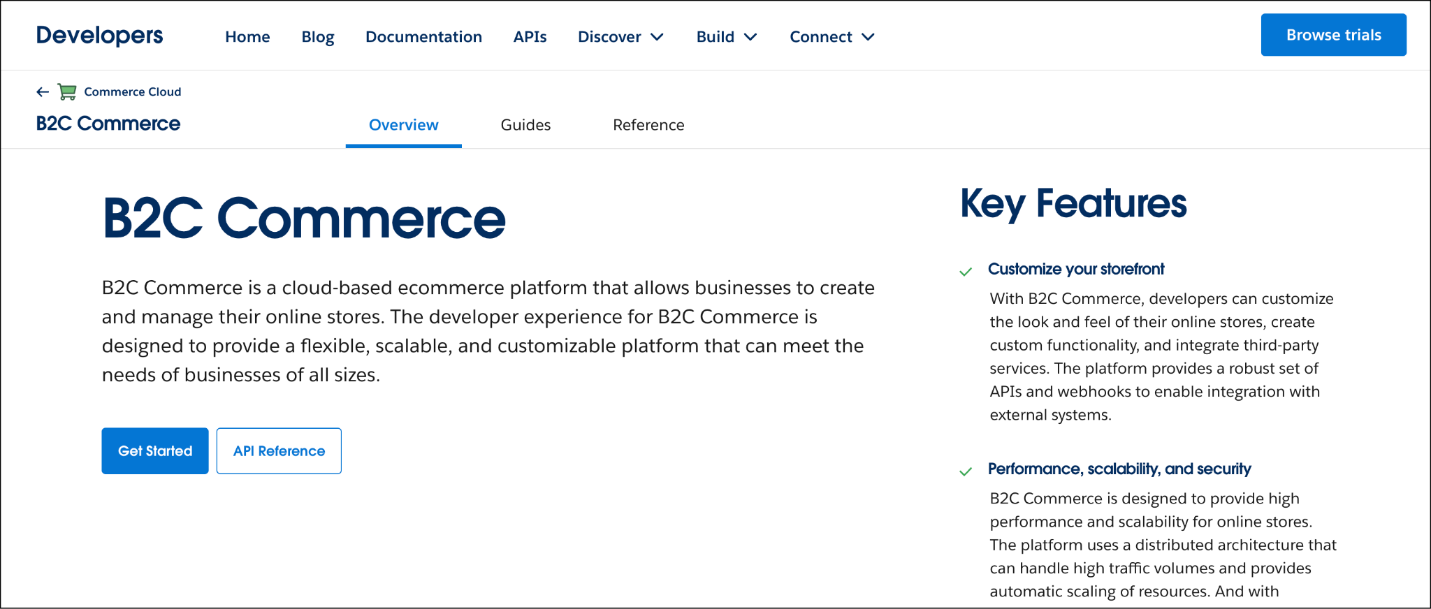 Welcome page for the Developer Documentation. Includes a list of topics and quick links to specific areas of information.