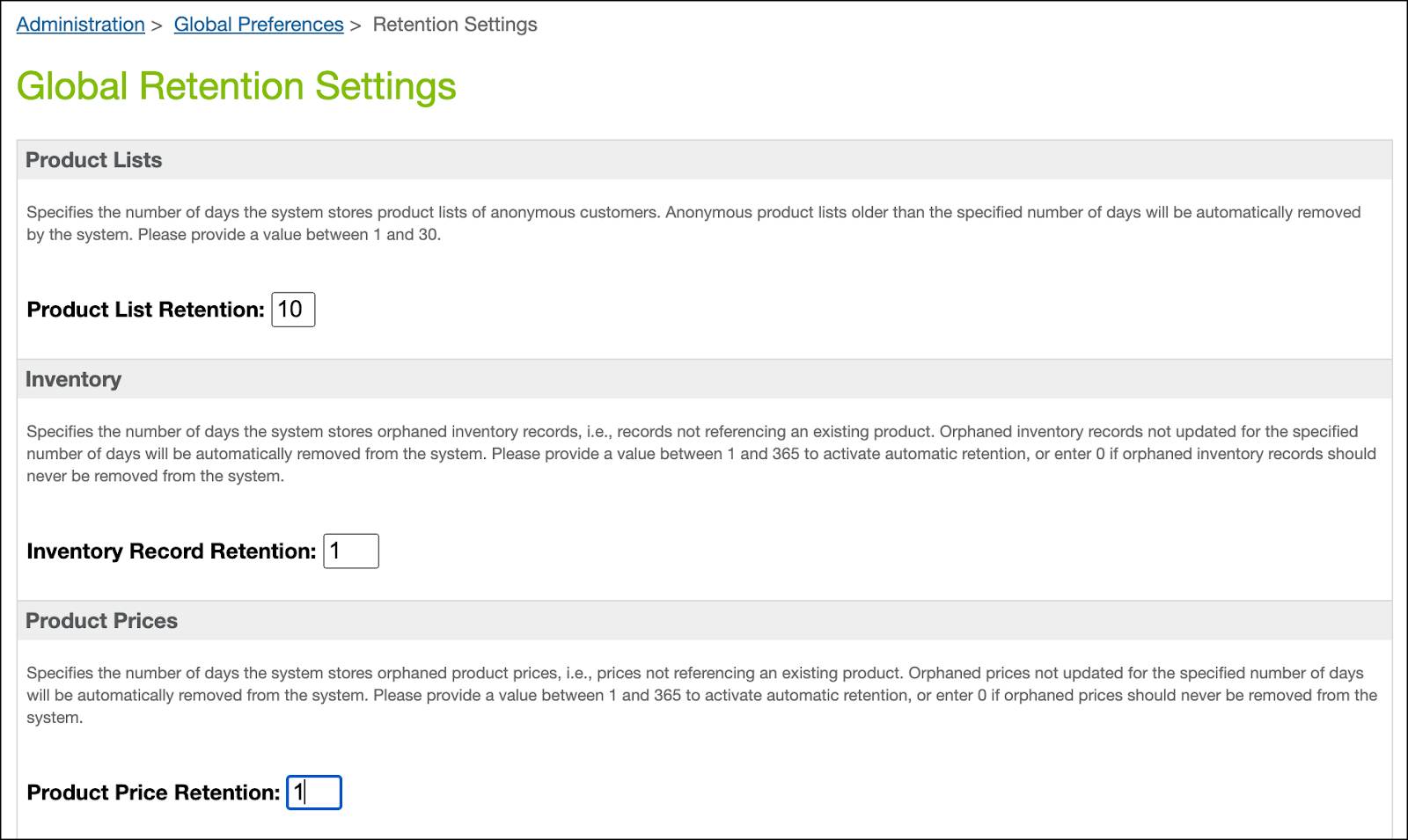 In Business Manager, configure retention settings help clean up data.